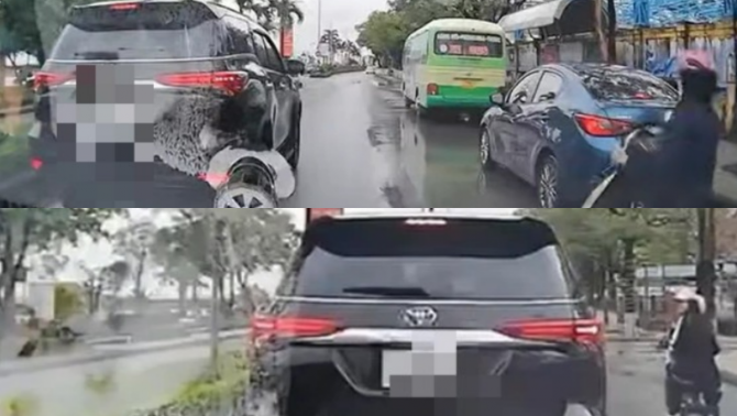 Công an vào cuộc điều tra vụ ô tô con đi giật lùi, chặn xe phía sau: Camera hé lộ diễn biến 'lạ'
