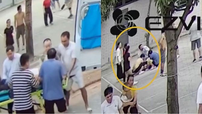 Bác sĩ bế con đi dạo thì gặp người đột quỵ, camera ghi lại giây phút ‘hóa người hùng’ gây xúc động