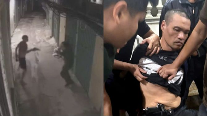 Gã đàn ông nhiều tiền án hai tay cầm hai súng đấu với công an khi bị kiểm tra nhà, cướp xe máy bỏ trốn