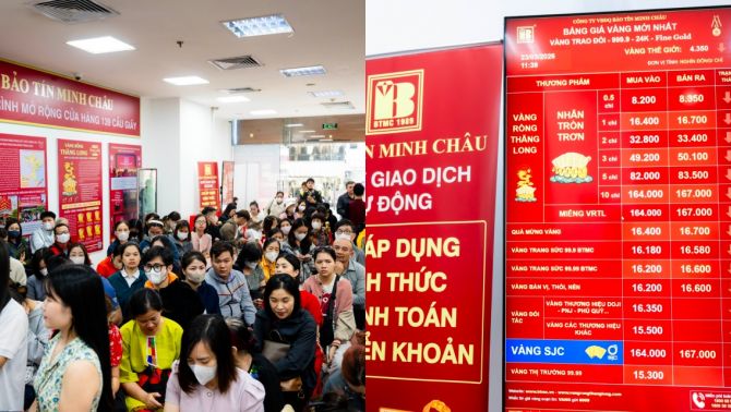 Cảnh tượng lạ tại Cầu Giấy: Người dân đổ xô mua vàng tích trữ, 'ATM vàng' hoạt động liên tục vẫn quá tải