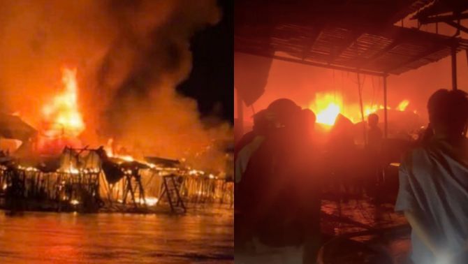 Hiện trường vụ cháy dãy nhà gần chợ Vàm Đầm, nhiều hộ thiệt hại tài sản, nguyên nhân đang được làm rõ