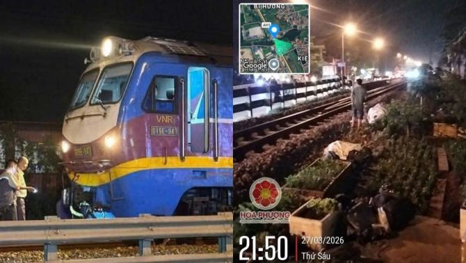 Hiện trường tàu hoả va chạm xe máy khiến 2 bạn nữ tử vong ở Hà Nội, xác định danh tính nạn nhân?