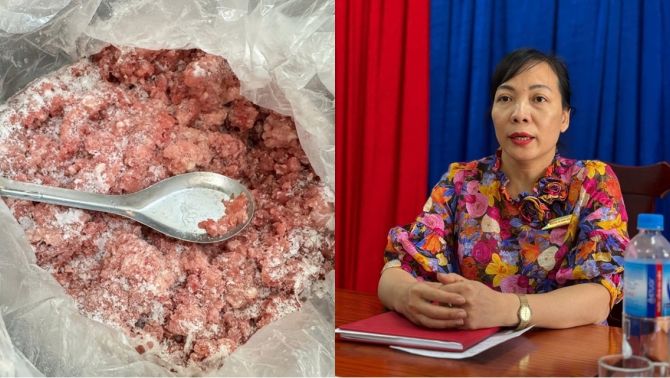 Thái Nguyên: Hiệu trưởng nấu thịt ăn chứng minh an toàn khi phụ huynh tố thịt có mùi, trẻ ốm sốt