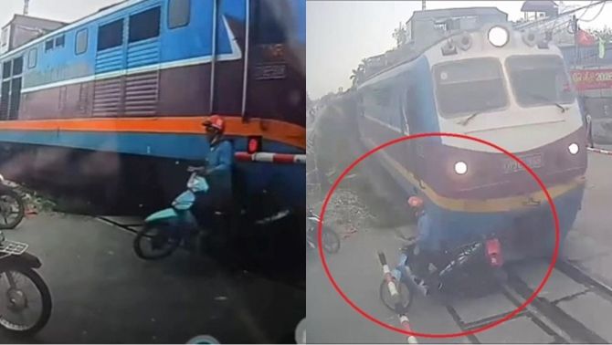 Hành động khó hiểu của người đàn ông vượt đường sắt ngay trước mũi tàu, thêm tình tiết khó chấp nhận