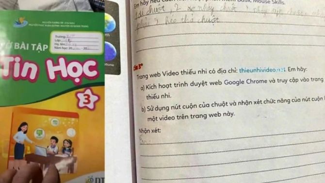 Sách Tin học lớp 3 chứa link lạ, phụ huynh truy cập phát hiện nội dung, nhà phát hành thông báo và khuyến cáo người dùng