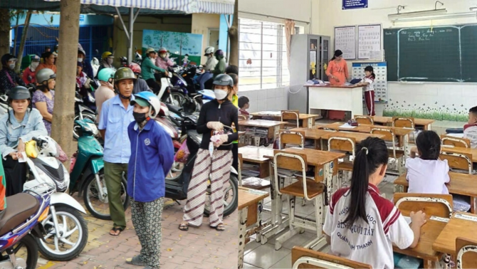 Phụ huynh chật vật xoay xở đưa đón con sau khi trường tạm dừng bán trú vì 148 học sinh nghi ngộ độc