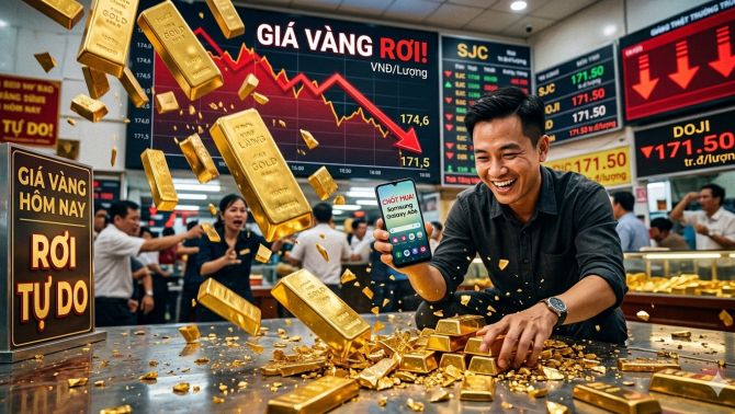 Giá vàng rơi tự do tối nay (13/4), người mua lãi ngay một chiếc Samsung Galaxy so với đỉnh tuần trước
