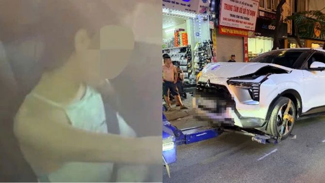 Trích xuất camera vụ nữ tài xế có biểu hiện lạ gây tai nạn liên hoàn phố Doãn Kế Thiện, Hà Nội