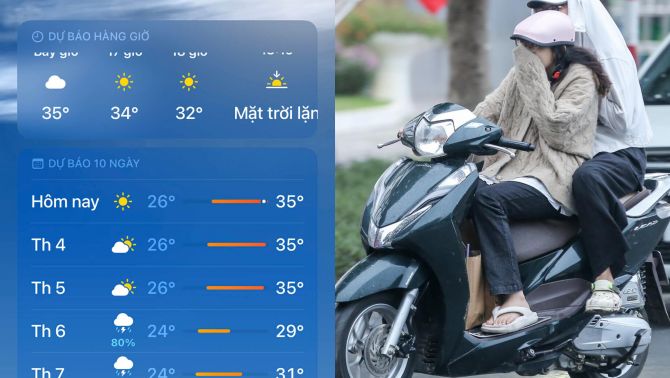 Đây là thời điểm rét nàng bân về Việt Nam, chấm dứt hoàn toàn nắng nóng theo dự đoán của iPhone