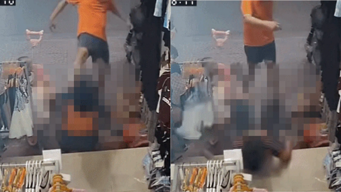 Phẫn nộ vụ người đàn ông xông vào cửa hàng đá thẳng vào mặt người phụ nữ đang trông con nhỏ