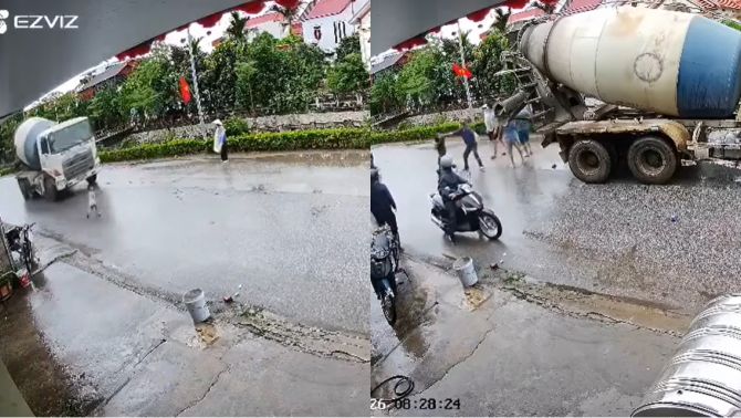 Bắc Ninh: Bé trai đột ngột lao qua đường, xe bồn không kịp tránh, camera ghi lại toàn bộ diễn biến