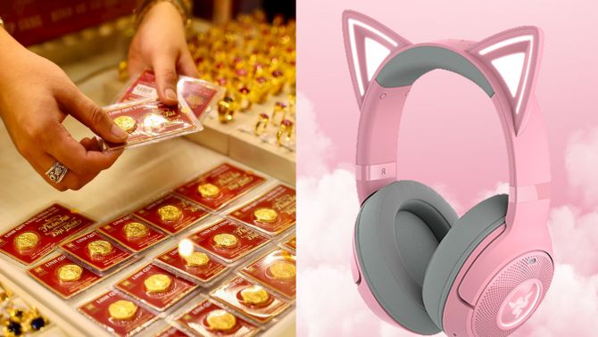 Giá vàng hôm nay 5/5 bất ngờ trượt giảm sâu hơn 1 triệu đồng/lượng, giá tai nghe gaming Razer ra sao?
