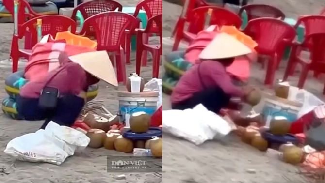 Kết quả xác minh vụ người phụ nữ gom nước dừa thừa để bán lại cho khách ở bãi biển tại Ninh Bình
