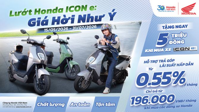 Honda tung ưu đãi 5 triệu đồng, hỗ trợ trả góp cho khách mua Honda ICON e: