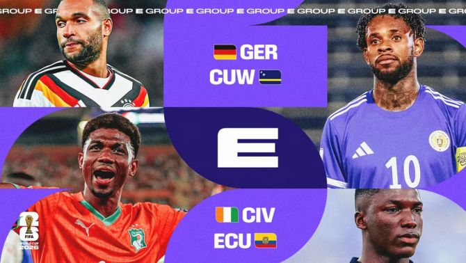 Lịch thi đấu bảng E - World Cup 2026: Đức rộng cửa giành ngôi đầu, Bờ Biển Ngà và Ecuador đại chiến