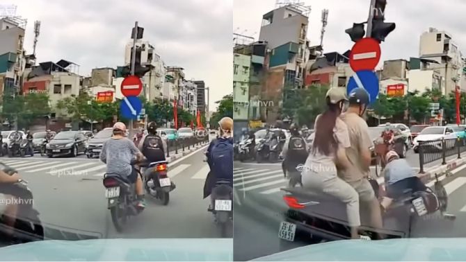 Thông tin mới vụ cô gái đi xe máy tạt đầu gây va chạm liên hoàn ở Hà Nội rồi vô tư 'đi thẳng'