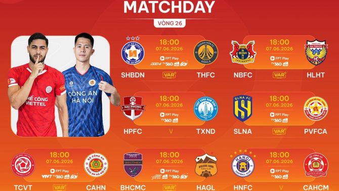 Lịch thi đấu bóng đá Việt Nam hôm nay 7/6: Xác định đội xuống hạng V.League; U19 Việt Nam đấu Indonesia