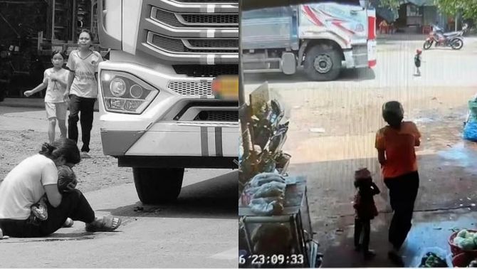 Đắk Lắk: Hiện trường bé 3 tuổi tử vong dưới bánh xe tải, camera ghi lại khoảnh khắc bé chạy qua đường