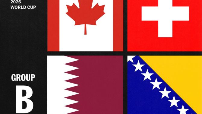 Lịch thi đấu bảng B World Cup 2026 mới nhất: Canada vs Bosnia, Qatar vs Thụy Sĩ.