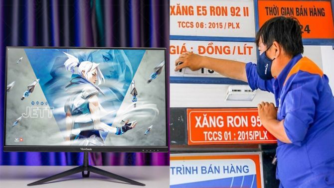 Giá xăng E5, E10 ngày 18/6 giảm 'sập sàn' hơn 1.000 đồng/lít, màn hình gaming ViewSonic giá có giảm?