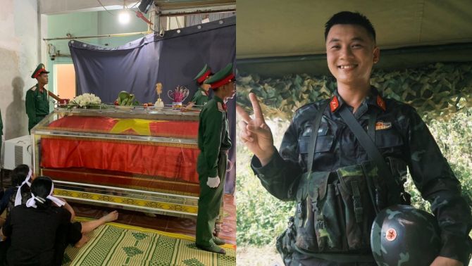 Toàn cảnh tang lễ Thượng úy Lê Văn Thắng trong 'Sao Nhập Ngũ' tại Nghệ An, người thân và đồng đội khóc nghẹn tiễn biệt