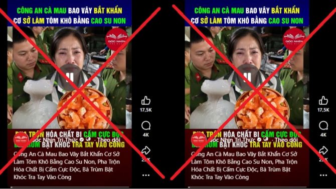 Sự thật thông tin phát hiện ‘tôm khô làm từ cao su non’ ở Cà Mau, công an vào cuộc