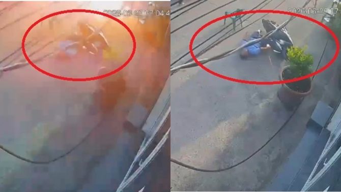 Đồng Nai: Hiện trường dây điện đứt rơi xuống đường gây tai nạn nghiêm trọng, 2 người bị thương nặng