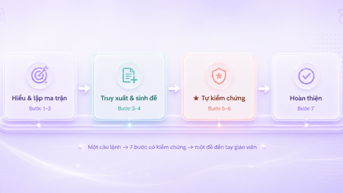 [AI trong giáo dục] Một đề thi AI đi qua bao nhiêu bước trước khi tới tay giáo viên?