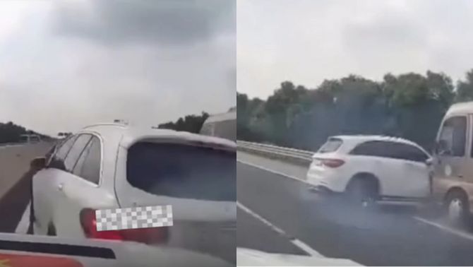 Tranh cãi Mercedes-Benz vượt ẩu trên cao tốc Hà Nội – Hải Phòng và cái kết bị húc văng như bóng