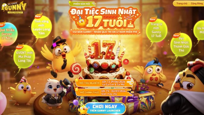 Gunny PC đãi đại tiệc sinh nhật 17 tuổi cùng cùng gói quà lên tới 1,7 triệu xu 
