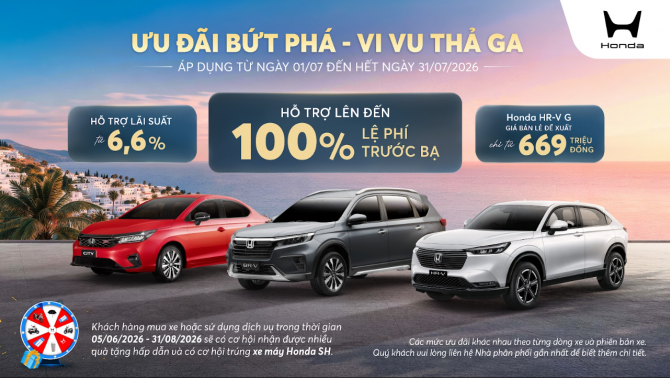 Honda HR-V giảm giá cực sâu trong tháng 7, tặng thêm lệ phí trước bạ cùng nhiều ưu đãi hấp dẫn