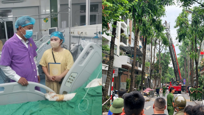 Cháy biệt thự ở Hà Nội: Người đàn ông bỏng toàn thân lao ra ngoài cầu cứu, tình hình bé trai 13 tuổi