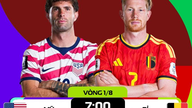 Nhận định bóng đá, dự đoán tỷ số Mỹ vs Bỉ, 7h ngày 7/7 - Vòng 1/8 World Cup 2026: Pulisic tiễn De Bruyne về nước?