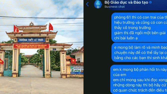 Hiệu trưởng ở Quảng Trị có thái độ không ngờ trước phản ảnh giám thị chỉ bài cho con mình trong phòng thi