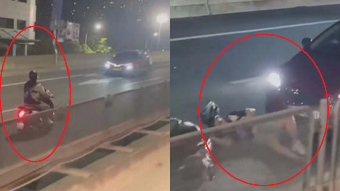 Hà Nội: Xe máy đi ngược chiều đường Vành đai 3 trên cao, cú va chạm khiến nhiều người thót tim