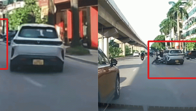 Clip tài xế xe máy liên tục lạng lách, tạt đầu cản đường xe ô tô rồi bị hất ngã? Chân dung tài xế xe máy 