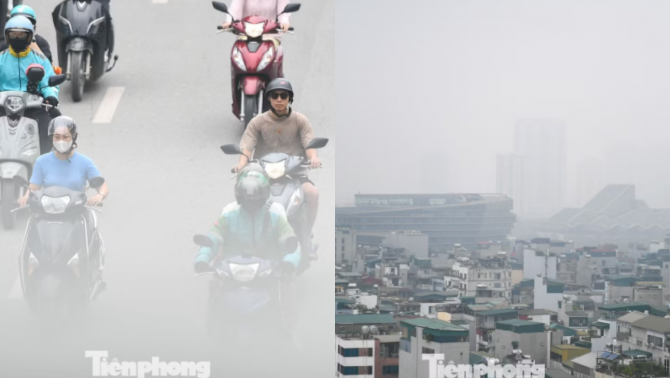 Hà Nội mù mịt chưa từng thấy, hàng loạt nhà cao tầng 'biến mất' giữa màn không khí trắng đục