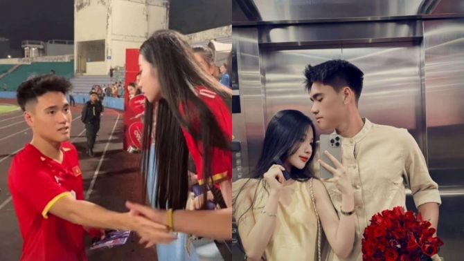 Cầu thủ áo số 19 U20 Việt Nam trong clip với bạn gái là ai?