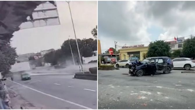Camera ghi lại tai nạn liên hoàn giữa nhiều ô tô trên QL1A  khiến 1 người chết, 3 người bị thương