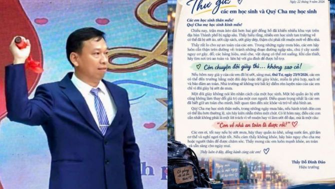 Thầy hiệu trưởng ở TP.HCM nhắn một câu khiến phụ huynh xúc động sau trận mưa ngập