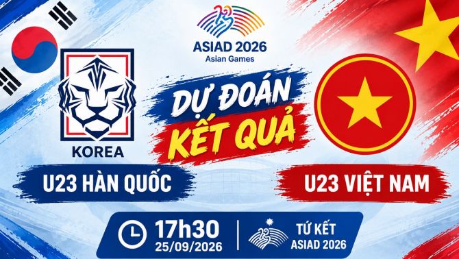 Dự đoán kết quả, tỷ số U23 Việt Nam vs U23 Hàn Quốc - Siêu máy tính nhận định bóng đá ASIAD 2026