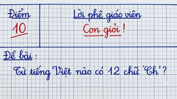 Từ tiếng Việt nào chứa tới 12 chữ 