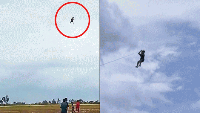 Công an thông tin về clip trẻ em đu theo dây diều, có giọng người lớn vang lên: 'Mày ở trển luôn đi'