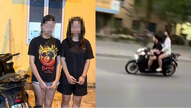 Danh tính 2 thiếu nữ đầu trần lái SH lạng lách ở Hà Nội: CSGT xử lý cả chủ xe, lập biên bản 10 lỗi