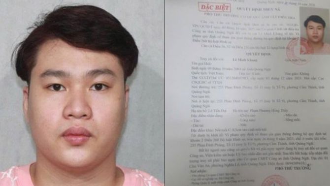 Lê Minh Khang SN 2004 bị truy nã đặc biệt, bất cứ ai cũng có quyền bắt và áp giải đến cơ quan công an