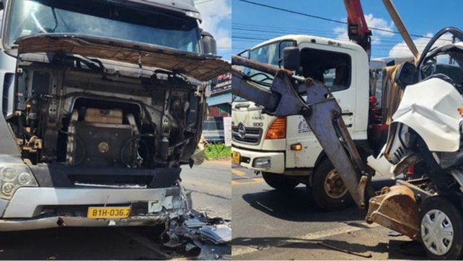 Xe tập lái bể nát sau va chạm với xe tải ở Lâm Đồng: Danh tính học viên tử vong, thầy giáo gãy chân