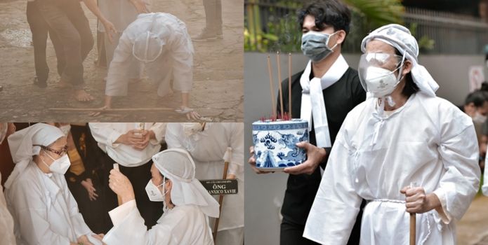 Loạt ảnh chưa từng công bố ở tang lễ bố Hoài Linh, hành động của nam danh hài khiến CĐM rơi nước mắt