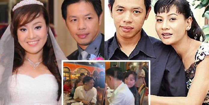 Cận cảnh nhan sắc vợ trẻ Thái Hòa khi xuất hiện cùng chồng