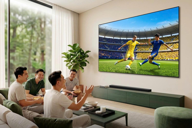 Những cảm x&uacute;c cuồng nhiệt của thể thao được Sony t&aacute;i hiện sống động ngay trong kh&ocirc;ng gian ph&ograve;ng kh&aacute;ch với c&aacute;c d&ograve;ng TV BRAVI