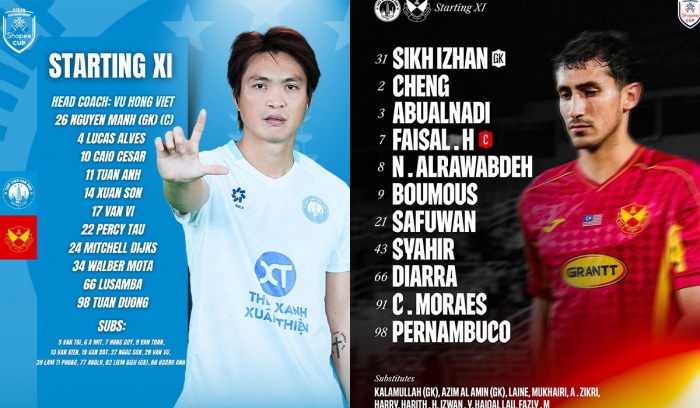 doi hinh xuat phat thep xanh nam dinh vs selangor